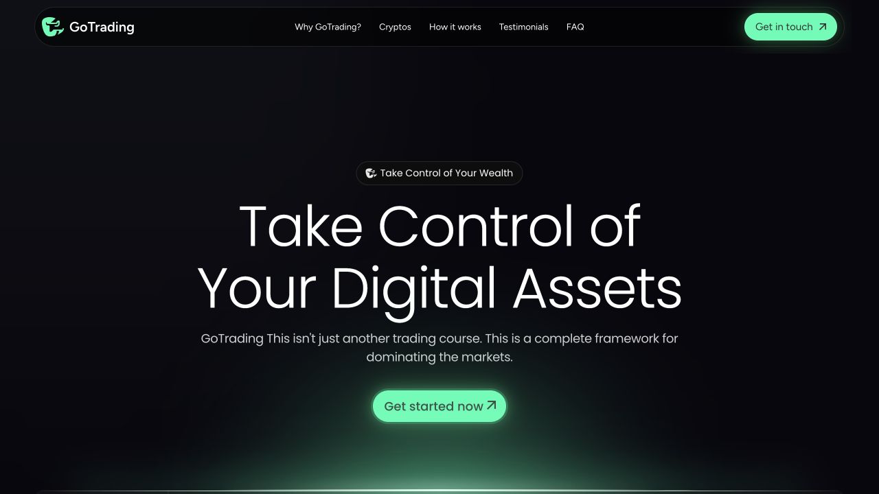 Go Trading public website homepage